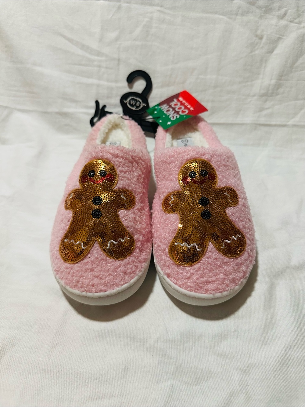 Pink Gingerbread Sequin Slip-On Slippers